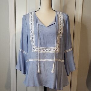 Gibson Latimer Tie Front Boho Top